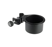 K&M 16024 Portavasos negro - superficie de apoyo para vasos y latas, atornillable a un soporte de ø 3 cm, flexible y práctico
