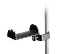 K&M 16080 Soporte para auriculares en negro y acero - con abrazadera de acero y cubierta de plástico para 2 auriculares Over Ear