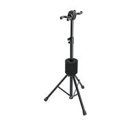 K&M 17620 Soporte doble para guitarra eléctrica/acústica, negro - sistema de fijación para 2 guitarras - diámetro de instalación 76 cm - de acero