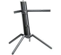 K&M 18840 Base para teclado Baby-Spider Pro aluminio anodizado - base pequeña con columna inclinada, 2 brazos de soporte, conexión roscada