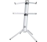 K&M 18860 Spider Pro base de teclado de aluminio - 4 brazos de soporte para 2 instrumentos, base de columna inclinada, conexión roscada