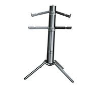 K&M 18860 Spider Pro base de teclado negro - 4 brazos de soporte para 2 instrumentos, base de columna inclinada, conexión roscada