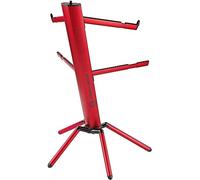 K&M 18860 Spider Pro base de teclado rojo - 4 brazos de soporte para 2 instrumentos, base de columna inclinada, conexión roscada