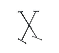 K&M 18933 Base de teclado, negro, acero - Banda X para rendimiento - con bloqueo de aleación, respaldo de goma y escala graduada