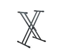 K&M 18990 Base de piano Rick negra, en acero - patas robustas en forma de X - con palanca de cierre, soporte de goma y escala graduada