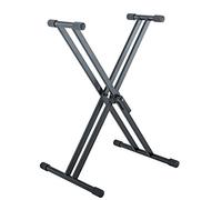 K&M 18993 base para piano Rick 20 negro, en acero - Pies en forma de X para piano de escenario - con palanca de cierre, soporte de goma y escala graduada