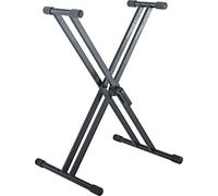 K&M 18993 base para piano Rick 20 negro, en acero - Pies en forma de X para piano de escenario - con palanca de cierre, soporte de goma y escala graduada