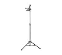 K&M 19778 Soporte de suelo para tableta profesional "de origen biosostenible", giratorio, inclinable, altura máxima de 1550 mm, carga máxima de 1 kg, negro