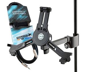 K&M 19791 - Trípode para tablet y PC (incluye mini jack de 3,5 mm, alargador de 3 m)