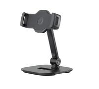 K&M 19800 Trípode de mesa para smartphones y tablets, negro, acero - rotación de 360°, inclinación de hasta 150° - base incluida