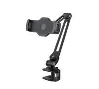 K&M 19805 Soporte para smartphone/tableta negro, de plástico - hasta 13 pulgadas - rotación de 360° - ideal para escritorio