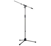 K&M 21090 Base de micrófono cromada negra, en acero, brazo giratorio, extensión hasta 74,5 cm - 90-160 cm de altura - Conexión rosca 3/8
