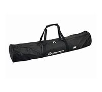 K&M 21312 Bolsa para 2 altavoces/luces - nailon, estilo lino, negro con logotipo verde de K&M