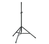 K&M 214/6 Soporte para altavoz de aluminio negro - diámetro del tubo ø 3,5 cm, con trípode y amortiguador - robusto y duradero
