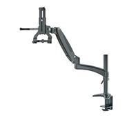 K&M 23874 Paquete de soporte para tablet PC negro, plástico de base biológica - Soporte giratorio de 360°, ajustable infinitamente en 55 cm