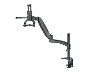 K&M 23874 Paquete de soporte para tablet PC negro, plástico de base biológica - Soporte giratorio de 360°, ajustable infinitamente en 55 cm