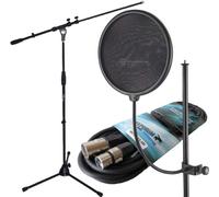 K & M 23966 Pop Protección + Soporte para micrófono Keepdrum + 6 m Cable de micrófono