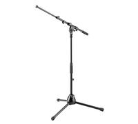 K&M 259 Pie de micrófono, altura media, para batería, 3/8" acero negro, brazo giratorio, extensión hasta 74,5 cm - 42,5-64,5 cm de altura