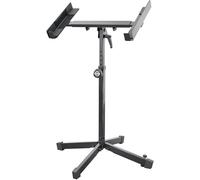 K&M 28075 Soporte para amplificadores, mezcladores, mesas DJ - negro, acero - tamaño ajustable - ligero y fácilmente transportable