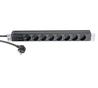 K&M 28673 Power Box 19" negro - multitoma, 8 tomas de 1 U para racks y equipos, 19 pulgadas - máx. 3500 W
