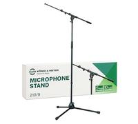 K&M König & Meyer 21090.500.55 - Soporte para micrófono de trípode | Brazo telescópico Ajustable de 2 Piezas | Grado Profesional | Resistente con Base de Pierna Plegable | Fabricado en Alemania Negro