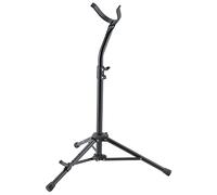 K&M Soporte de saxofón barítono de acero negro 144/1 - Soporte inferior ajustable - Altura ajustable hasta 91,5 cm