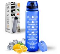 K-MART Botella de agua deportiva de 1 litro, sin BPA, a prueba de fugas, perfecta para correr, ciclismo, gimnasio, yoga, camping y actividades al aire libre, color azul