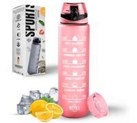 K-MART Botella de agua deportiva de 1 litro, sin BPA, a prueba de fugas, perfecta para correr, ciclismo, gimnasio, yoga, camping y actividades al aire libre, color rosa