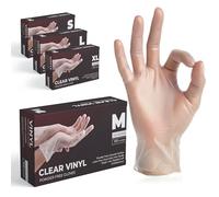K-MART Guantes multiusos de vinilo, sin polvo, desechables, extra fuertes, caja de 100, transparentes (mediano)