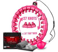 K-MART Hula Hoop Inteligente con Peso, Ajustable para Ejercicio de Fitness, 27 Nudos (Rosa)