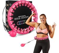 K-MART - Hula Hoop Inteligente con Peso para Adultos, aro 24 Cabezales de Masaje, Desmontable, Bola Giro automático 360 Grados, Fitness, Gimnasia, Ideal Bajar Rosa