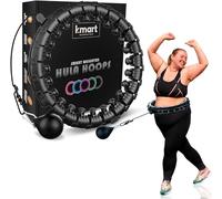 K-MART Smart Hula Ring Hoops 24 Anillos de Fitness, Desmontable, con Bola Giratoria Automática, 360 Grados, Adecuado para Gimnasia, Masaje y Fitness para Adultos para Bajar de Peso, Negro