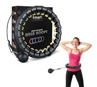 K-MART Smart Hula Ring Hoops 24 Anillos de Fitness, Desmontable, con Bola Giratoria Automática, 360 Grados, Adecuado para Gimnasia, Masaje y Fitness para Adultos para Bajar de Peso, Oro Negro