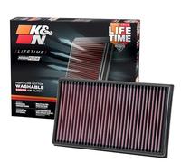 K&N Filtro de aire 33-3005 lavable y reutilizable negro para VW/Audi/Seat/Skoda