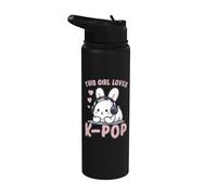 K-Pop | A esta chica le encanta el K-Pop | Conejo, KPop para niñas Stainless Steel Insulated Water Bottle