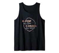 K-Pop All Day K-Drama All Night Divertido diseño Coreano Camiseta sin Mangas