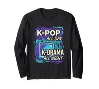 K-Pop All Day K-Drama All Night Divertido diseño Coreano Manga Larga