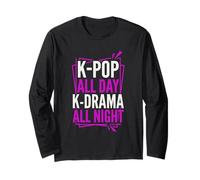 K-Pop All Day K-Drama All Night Divertido diseño Coreano Manga Larga