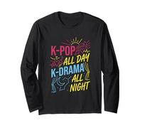 K-Pop All Day K-Drama All Night Divertido diseño Coreano Manga Larga