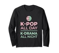 K-Pop All Day K-Drama All Night Divertido diseño Coreano Manga Larga