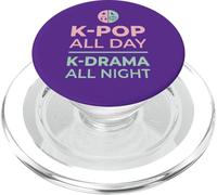 K-Pop All Day K-Drama All Night Divertido diseño Coreano PopSockets PopGrip para MagSafe