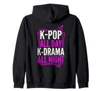 K-Pop All Day K-Drama All Night Divertido diseño Coreano Sudadera con Capucha