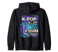 K-Pop All Day K-Drama All Night Divertido diseño Coreano Sudadera con Capucha
