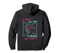 K-Pop All Day K-Drama All Night Divertido diseño Coreano Sudadera con Capucha