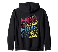 K-Pop All Day K-Drama All Night Divertido diseño Coreano Sudadera con Capucha