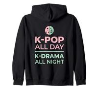 K-Pop All Day K-Drama All Night Divertido diseño Coreano Sudadera con Capucha