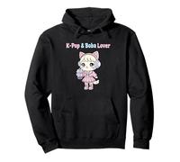 K-Pop & Boba Lover Lindo Anime Cat Kawaii Chibi Idol Girl Sudadera con Capucha