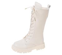 K-pop de-mon hun-ters Botas para niños y niñas, botas de goma forradas, botas clásicas de invierno con cordones con cremalleras laterales de felpa cálidas botas altas botas de otoño, 1 1 Blanco, 30 EU