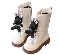 K-pop de-mon hun-ters Botas para niños y niñas, botas de goma forradas, botas clásicas de invierno con cordones con cremalleras laterales de felpa cálidas botas altas botas de otoño, 14, 33.5 EU