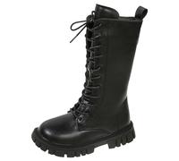 K-pop de-mon hun-ters Botas para niños y niñas, botas de goma forradas, cálidas, clásicas, botas de invierno con cordones con cremalleras laterales de felpa botas altas botas de otoño, 1 1 Negro, 28.5